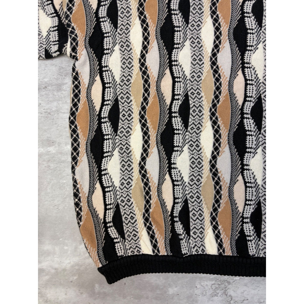 Vintage Bachrach Textured Geometric Pattern Knit Sweater Size XL