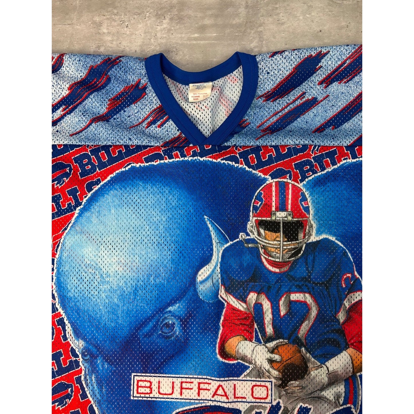 Vintage 90s Buffalo Bills NFL CCM Maska All Over Print Football Jersey Size XL
