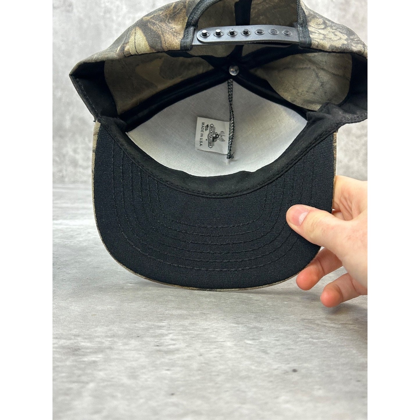 Vintage 90s Buckmaster Tree Camo Hunting Snapback Hat OSFA