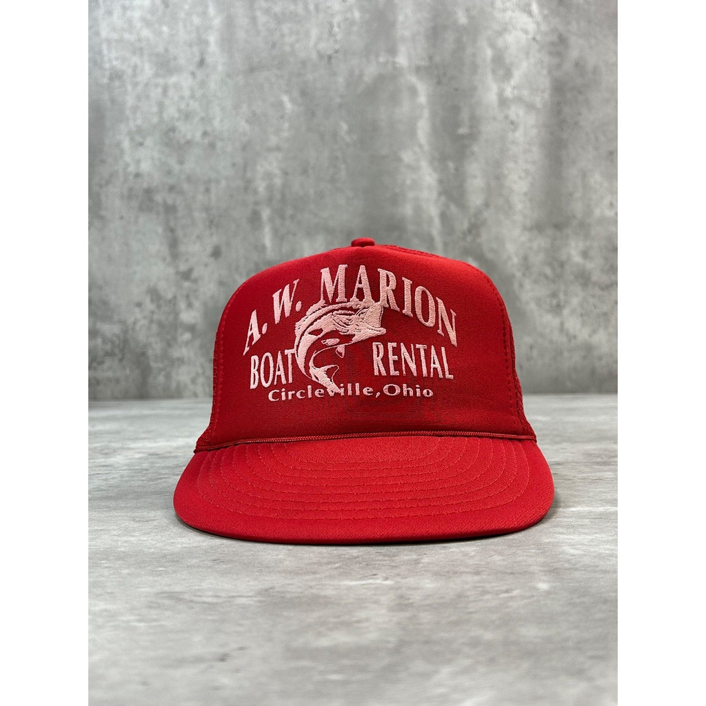 Vintage 90s A.W. Marion Boat Rentals Graphic Trucker Snapback Hat OSFA