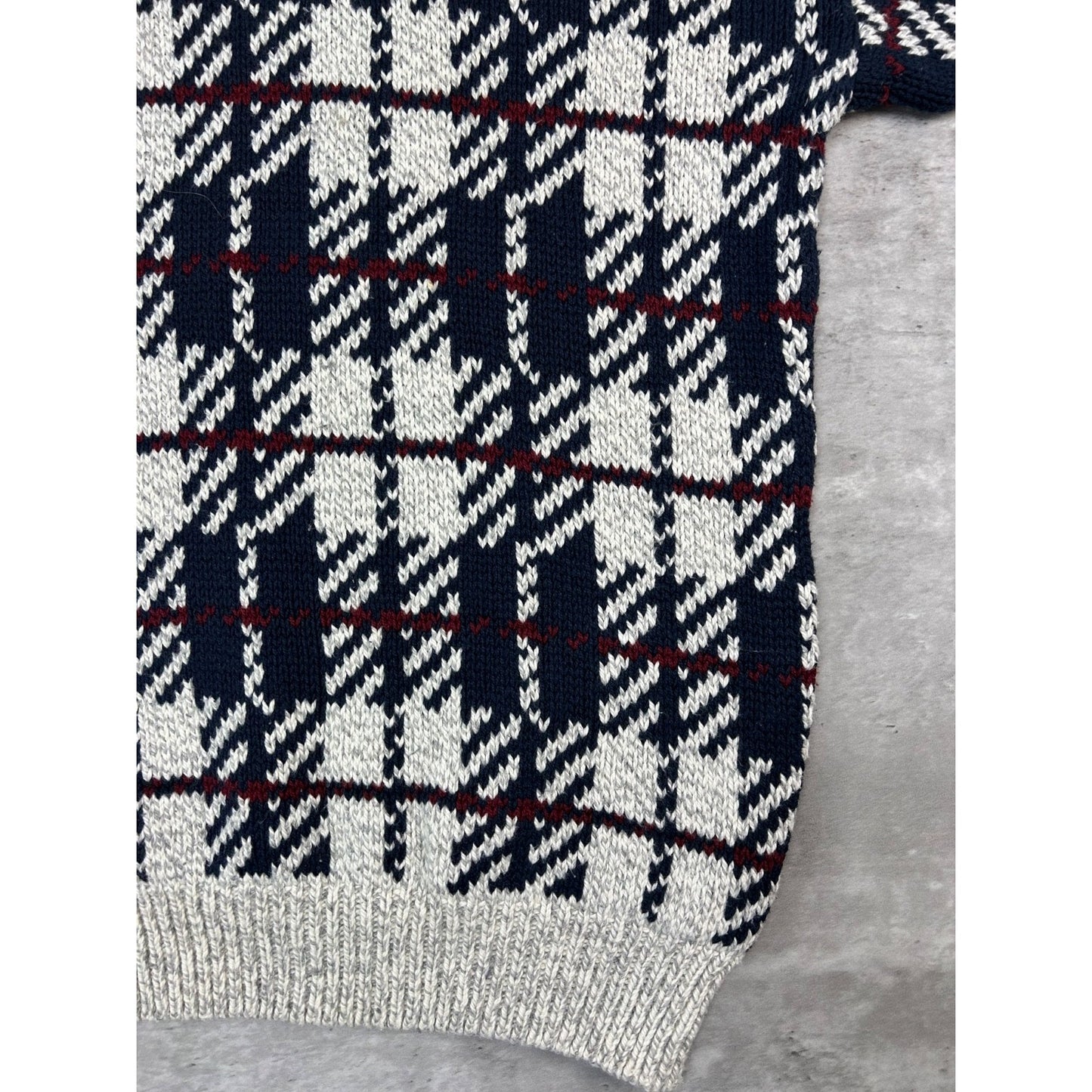 Vintage 90s Authentic Issue Plaid Print Pullover Ribbed Knit Sweater Size Large