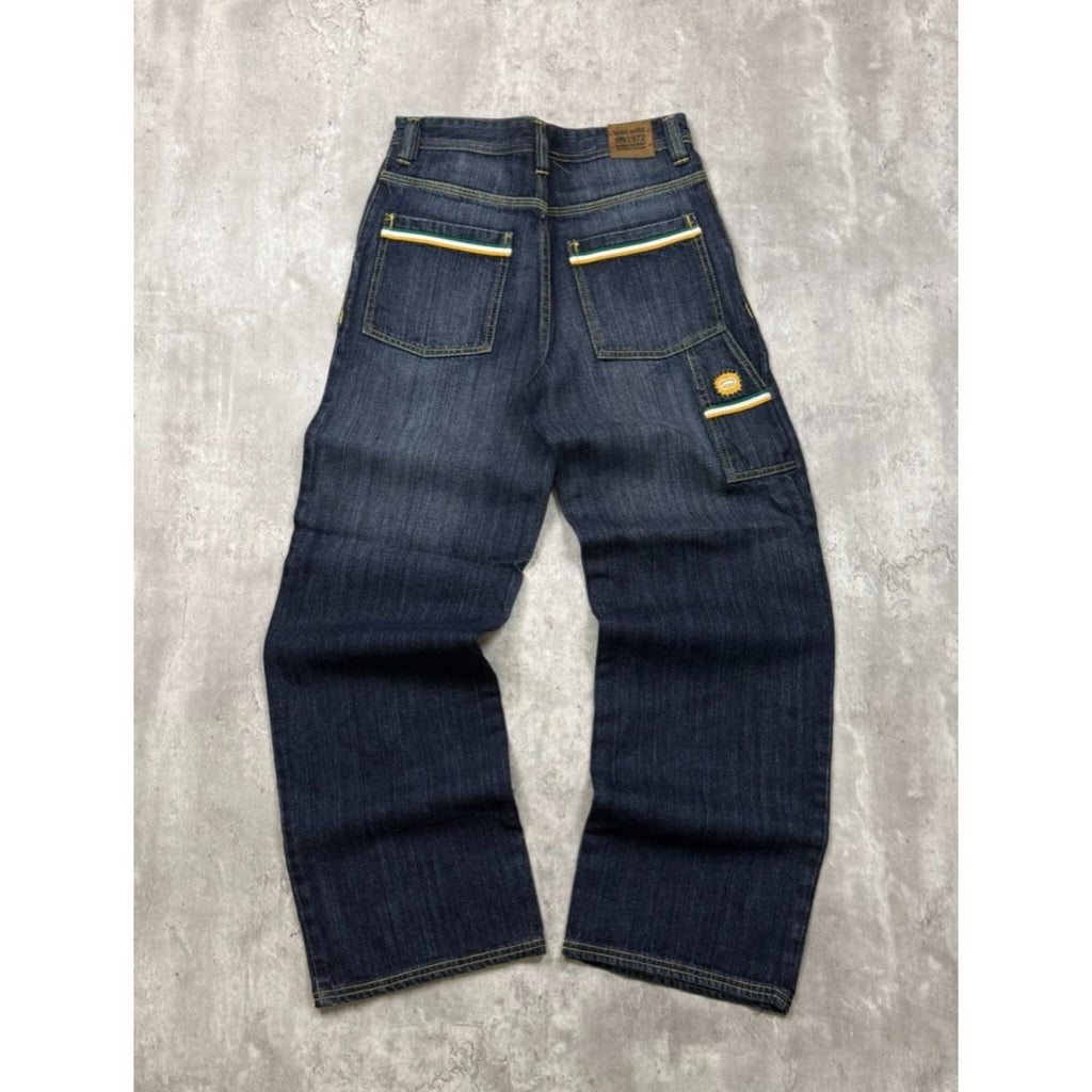 Vintage Y2K Womens Ecko Unlimited Scribble Spellout Dark Wash Denim Pants 28x29