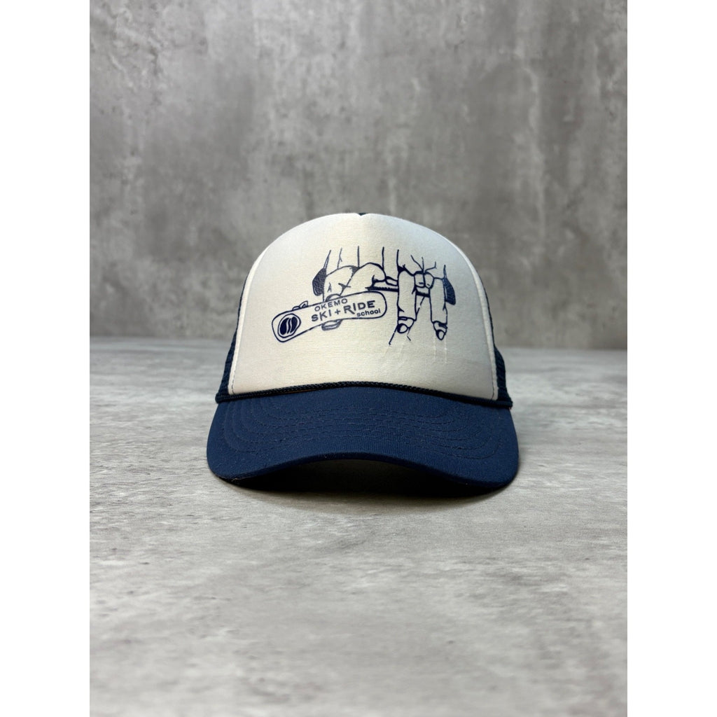 Vintage 80s/90s Okemo Ski Ride Graphic Destination Trucker Snapback Hat OSFA