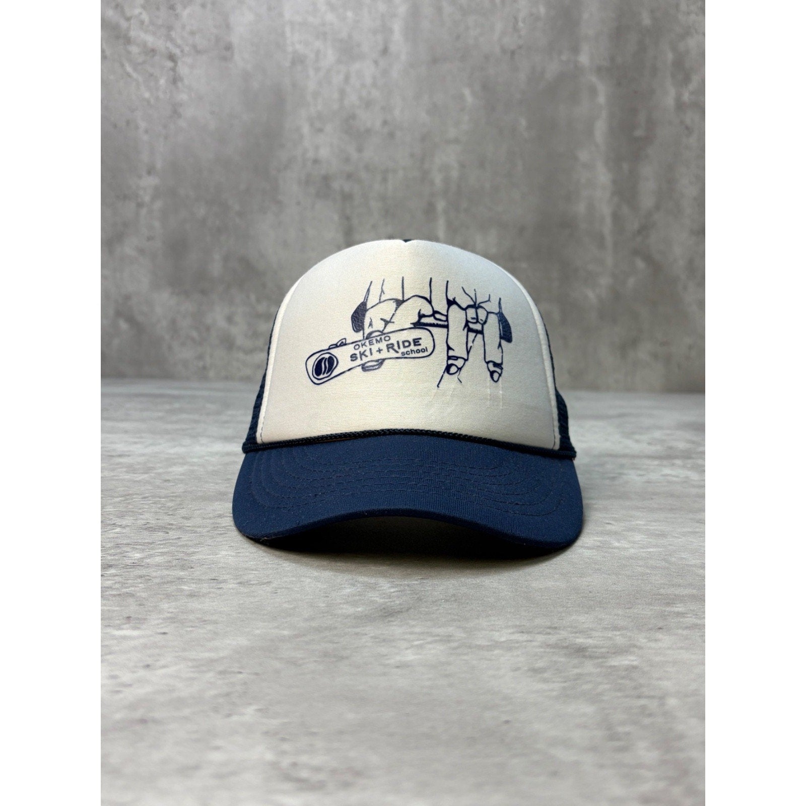 Vintage 80s/90s Okemo Ski Ride Graphic Destination Trucker Snapback Hat OSFA