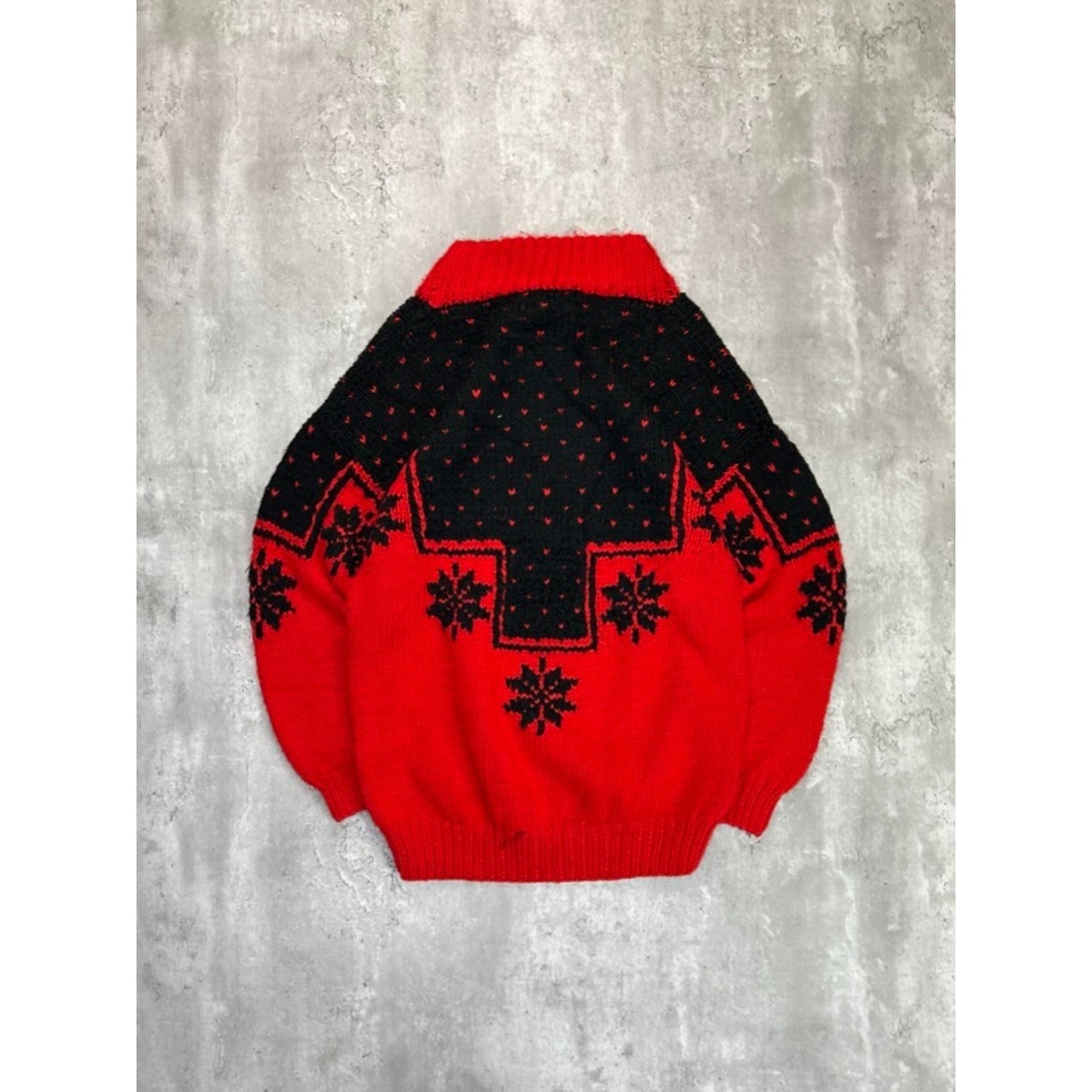 Vintage 80s/90s Handmade Snowflake Graphic Pullover Mock Neck Sweater Size Large