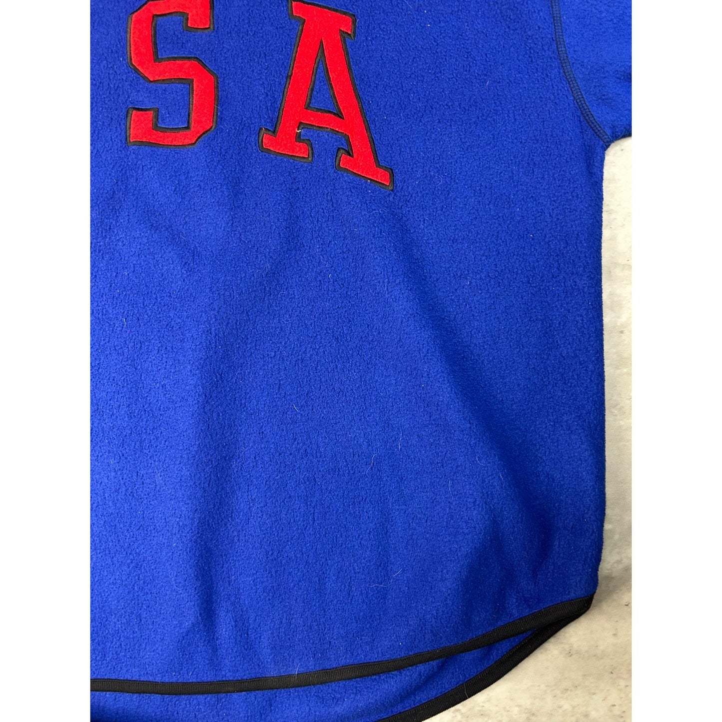 Vintage USA Embroidered Arc Spellout 1/4 Zip Fleece Sweatshirt Size 2XL