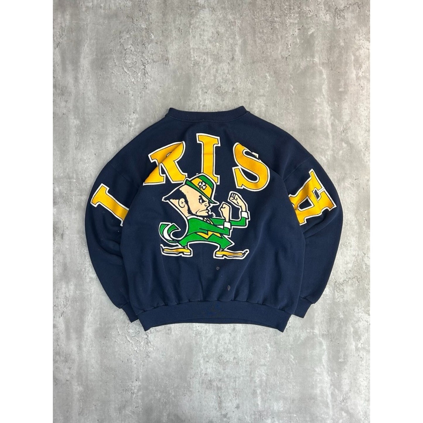 Vintage 90s Notre Dame Fighting Irish NCAA Arm To Arm Spellout Sweatshirt Sz 2XL