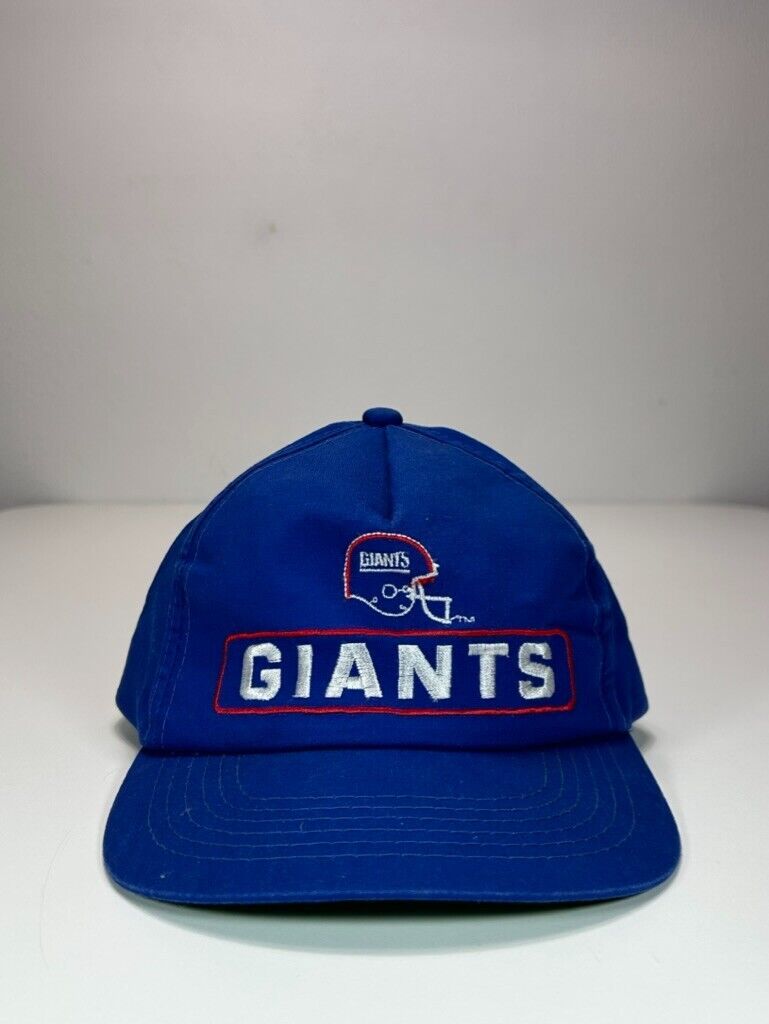 Vintage 90s New York Giants NFL Embroidered Spellout Snapback Hat OSFA Blue