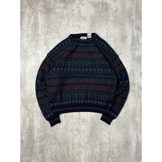 Vintage 90s Basic Editions Abstract Striped Pullover Knit Sweater Size Large