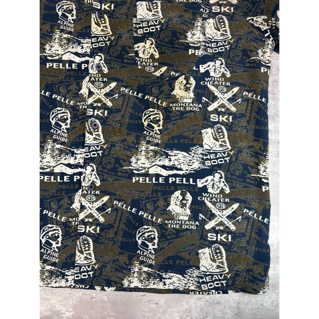 Vintage Y2K Pelle Pelle Ski All Over Print Long Sleeve Button Up Shirt Size XXL