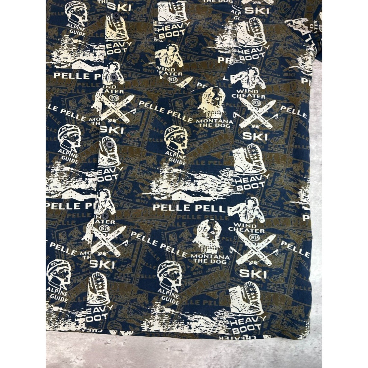Vintage Y2K Pelle Pelle Ski All Over Print Long Sleeve Button Up Shirt Size XXL