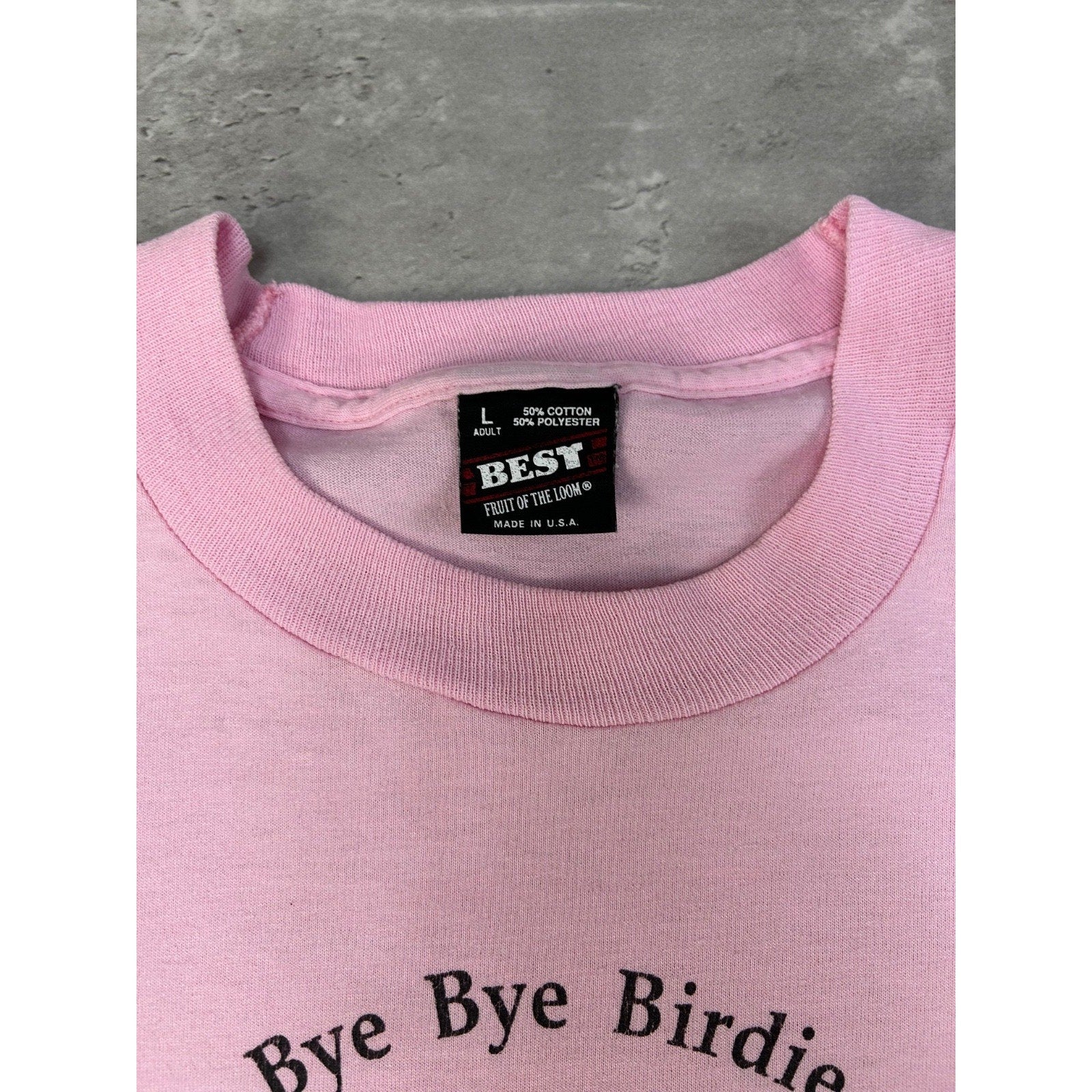 Vintage 1993 Bye Bye Birdie Cartoon Dancer Graphic Pink T-Shirt Size Large
