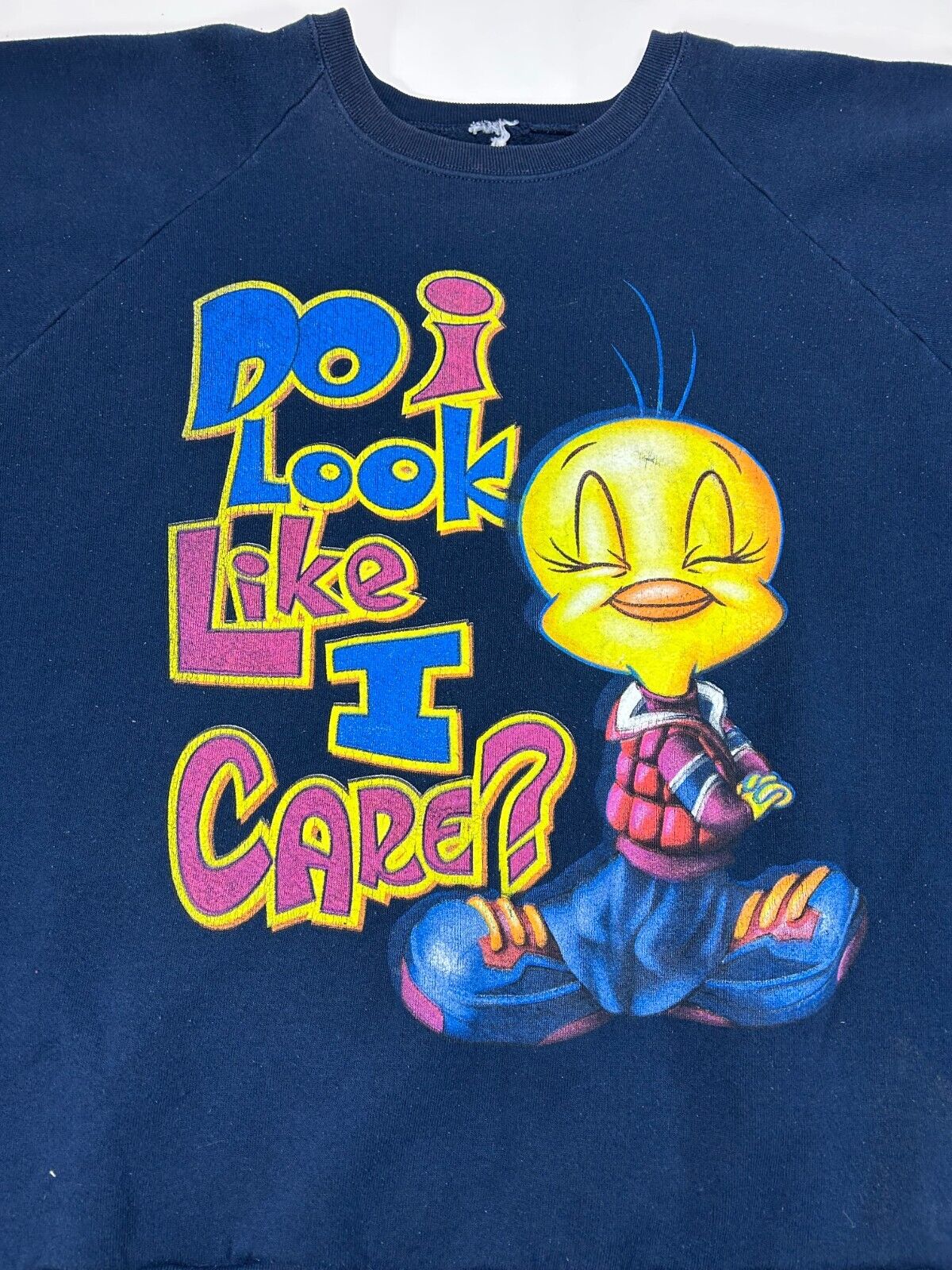 Vintage 80s/90s Looney Tunes Tweety Do I look Like I Care? Sweatshirt Sz 2XL