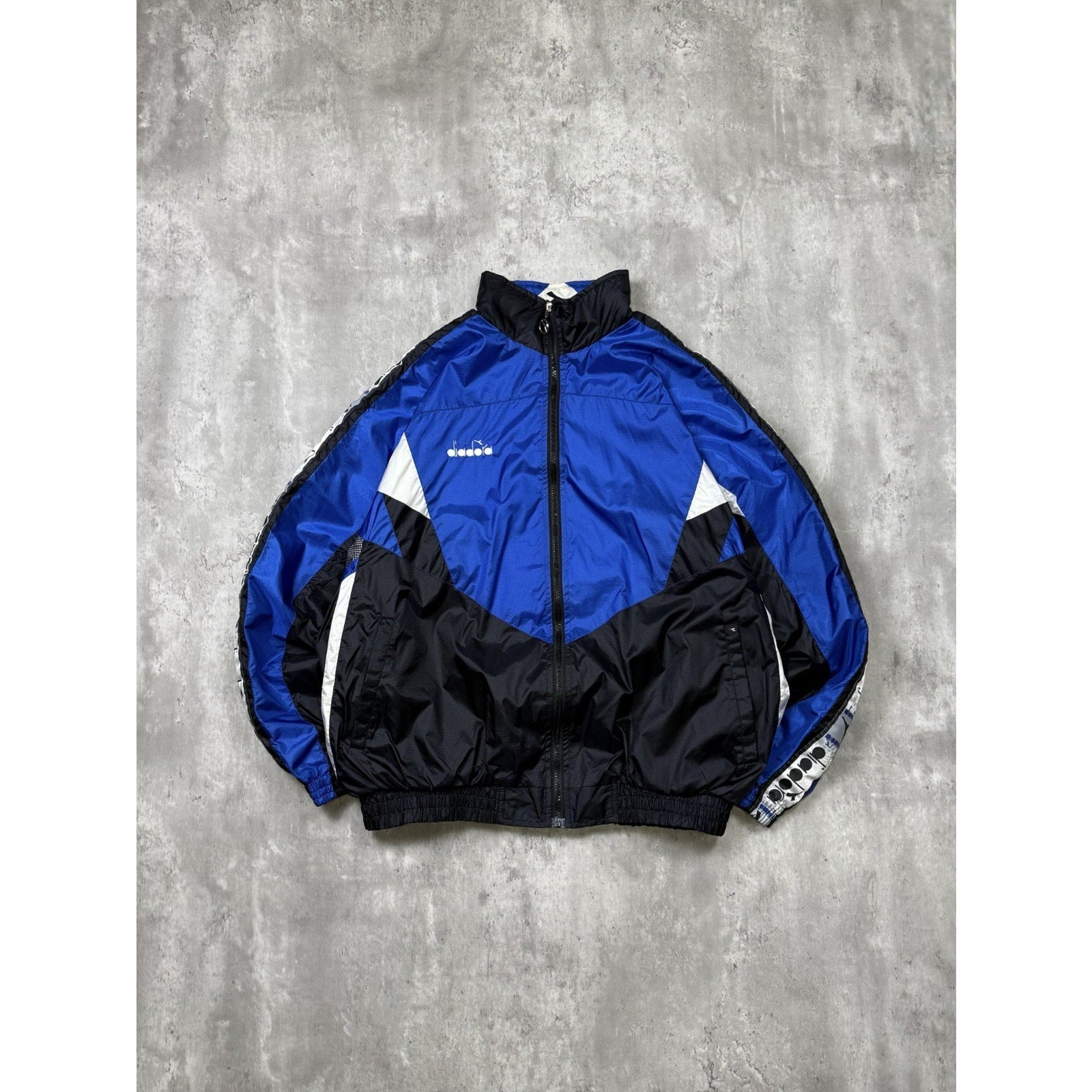 Vintage 90s Diadora Embroidered Logo Full Zip Windbreaker Jacket Size XL
