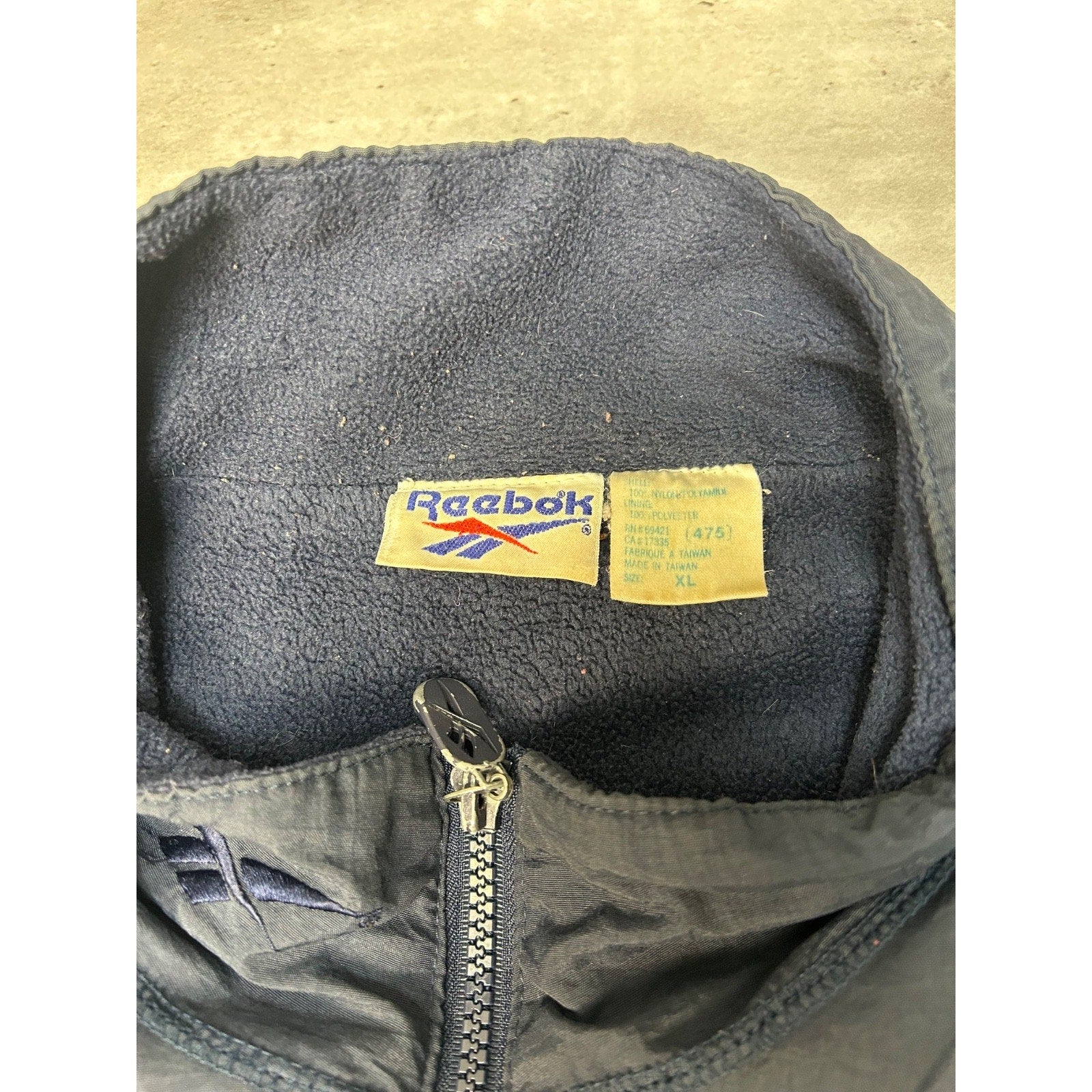 Vintage Reebok Embroidered Spellout Nylon Full Zip Windbreaker Jacket Size XL