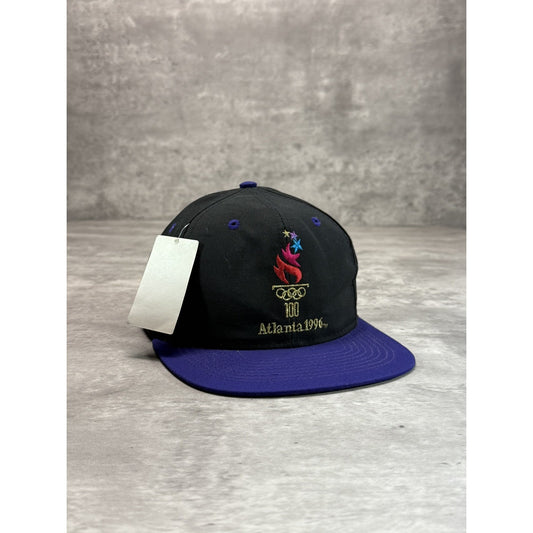 Vintage 1996 Atlanta Olympics Embroidered Logo Snapback Hat OSFA Black