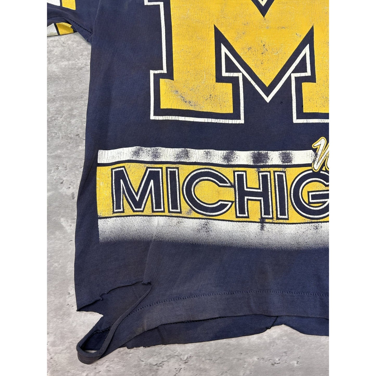 Vintage 90s Michigan Wolverines NCAA Jersey Style All Over Print T-Shirt Medium