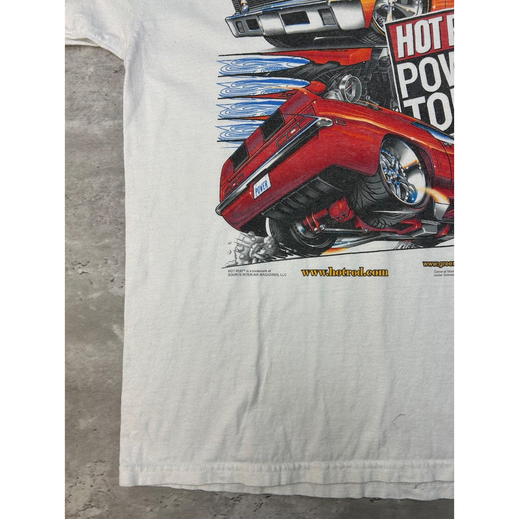 Vintage Hot Rod Power Tour Muscle Car Spellout Graphic T-Shirt Size Large