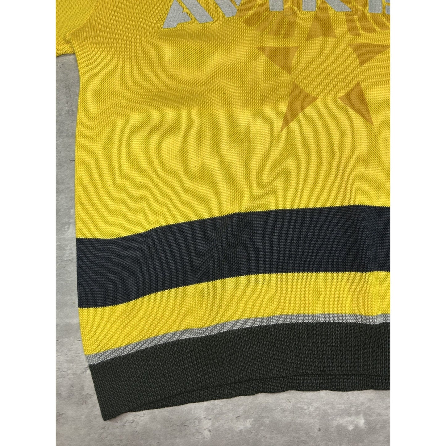 Vintage 90s Avirex Embroidered Spellout Pullover Knit Sweater Size XXL Yellow