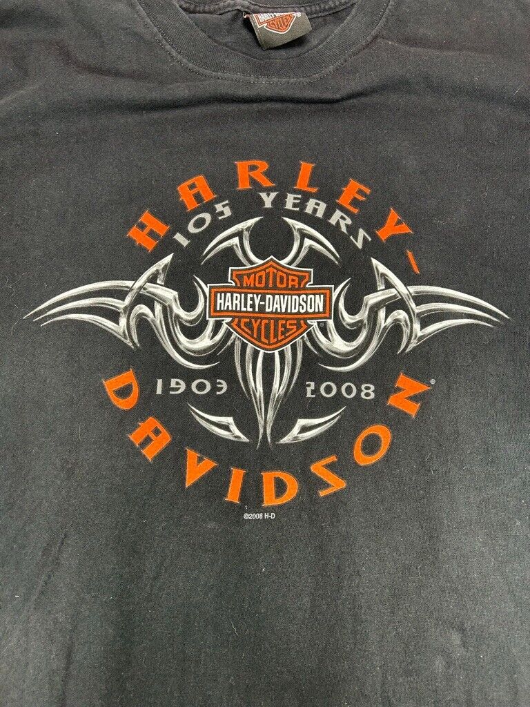 Harley Davidson Motorcycles Tribal Print Spell Out Graphic T-Shirt Size XL Black