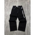 Y2K Womens Johnny Blaze Embroidered Spellout Black Wash Denim Pants 28x29