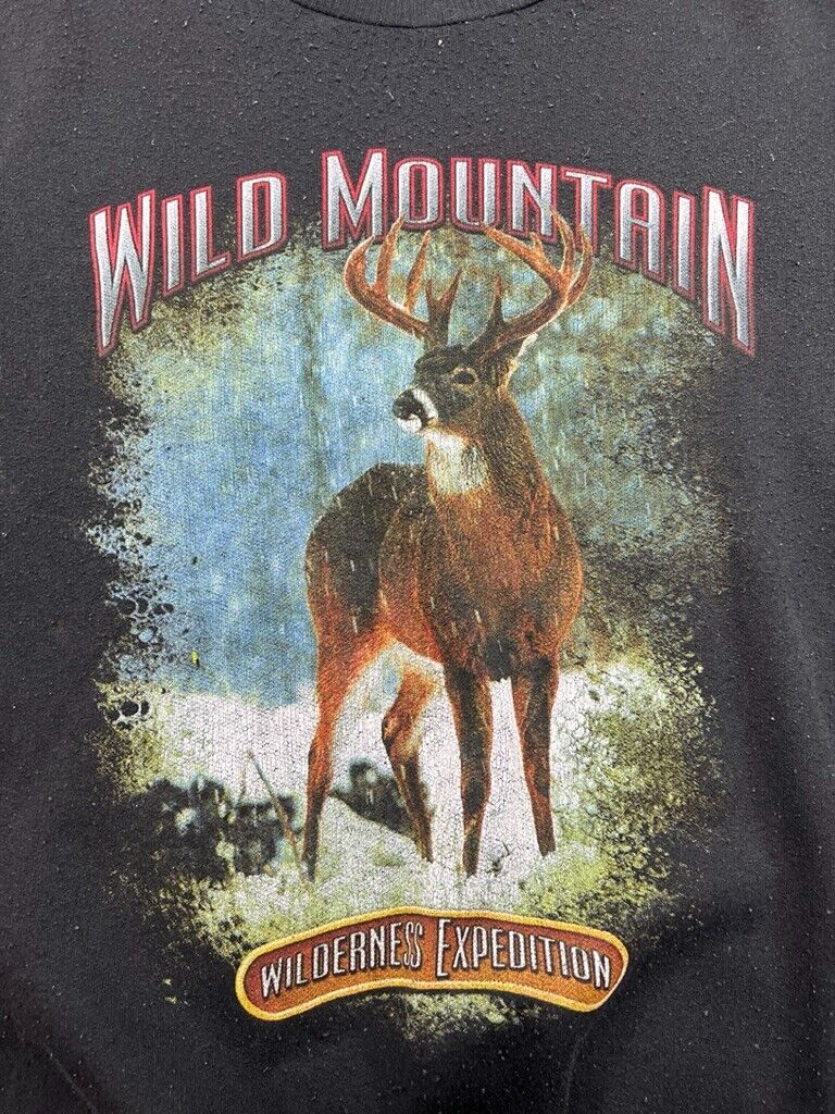 Vintage 90s Wild Mountain Deer Nature Wilderness Graphic Sweatshirt Size Large