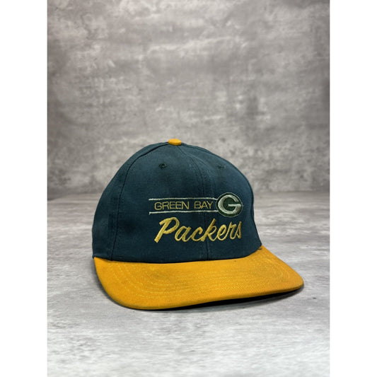 Vintage 90s Green Bay Packers NFL Embroidered Spellout Snapback Hat OSFA