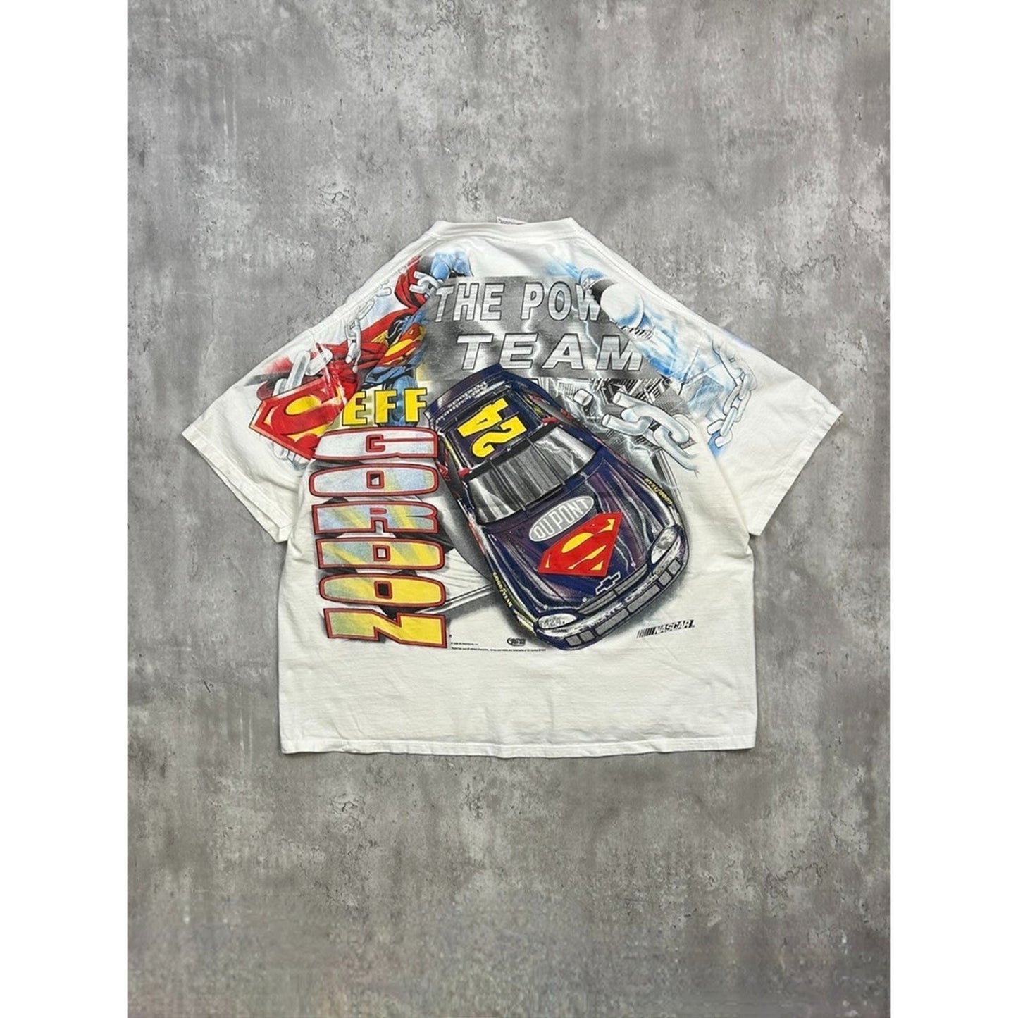 Vintage 1999 Jeff Gordon #24 Superman Nascar Racing All Over Print T-Shirt Sz XL