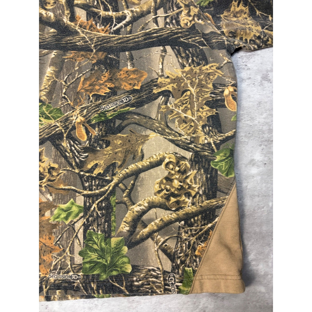 Vintage Cabela's Seclusion 3D Camo 1/4 Zip Mockneck Sweatshirt Size 2XL