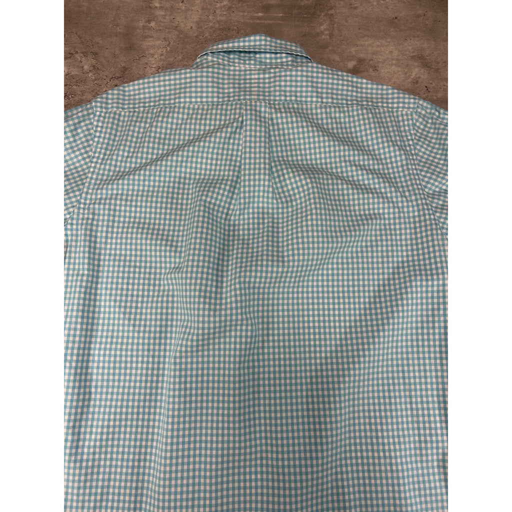 Polo Ralph Lauren Plaid Print Long Sleeve Button Up Shirt Size Large Blue/White