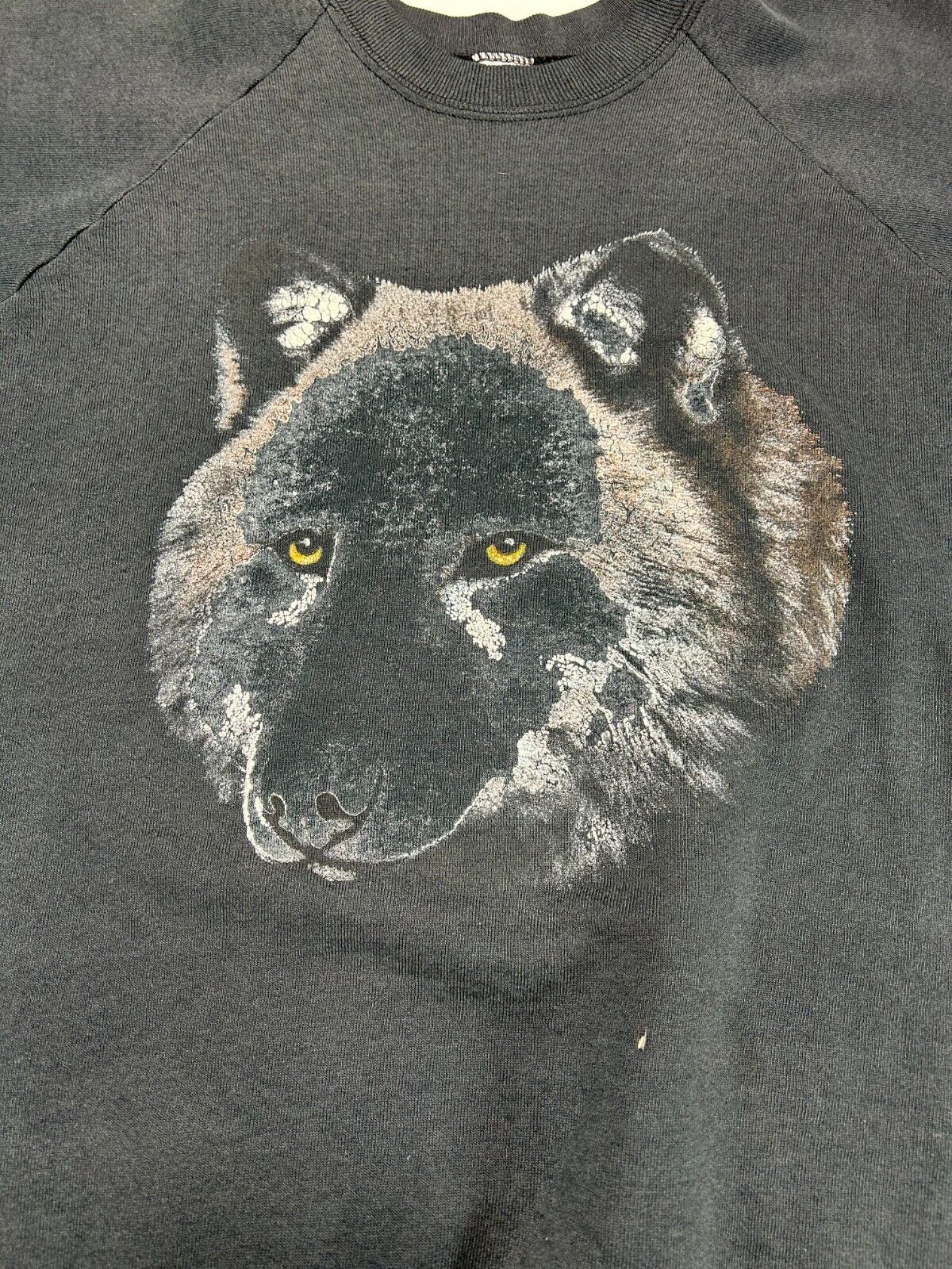 Vintage 80s/90s Wolf Nature Wildlife Animal Graphic Sweatshirt Size XL Black