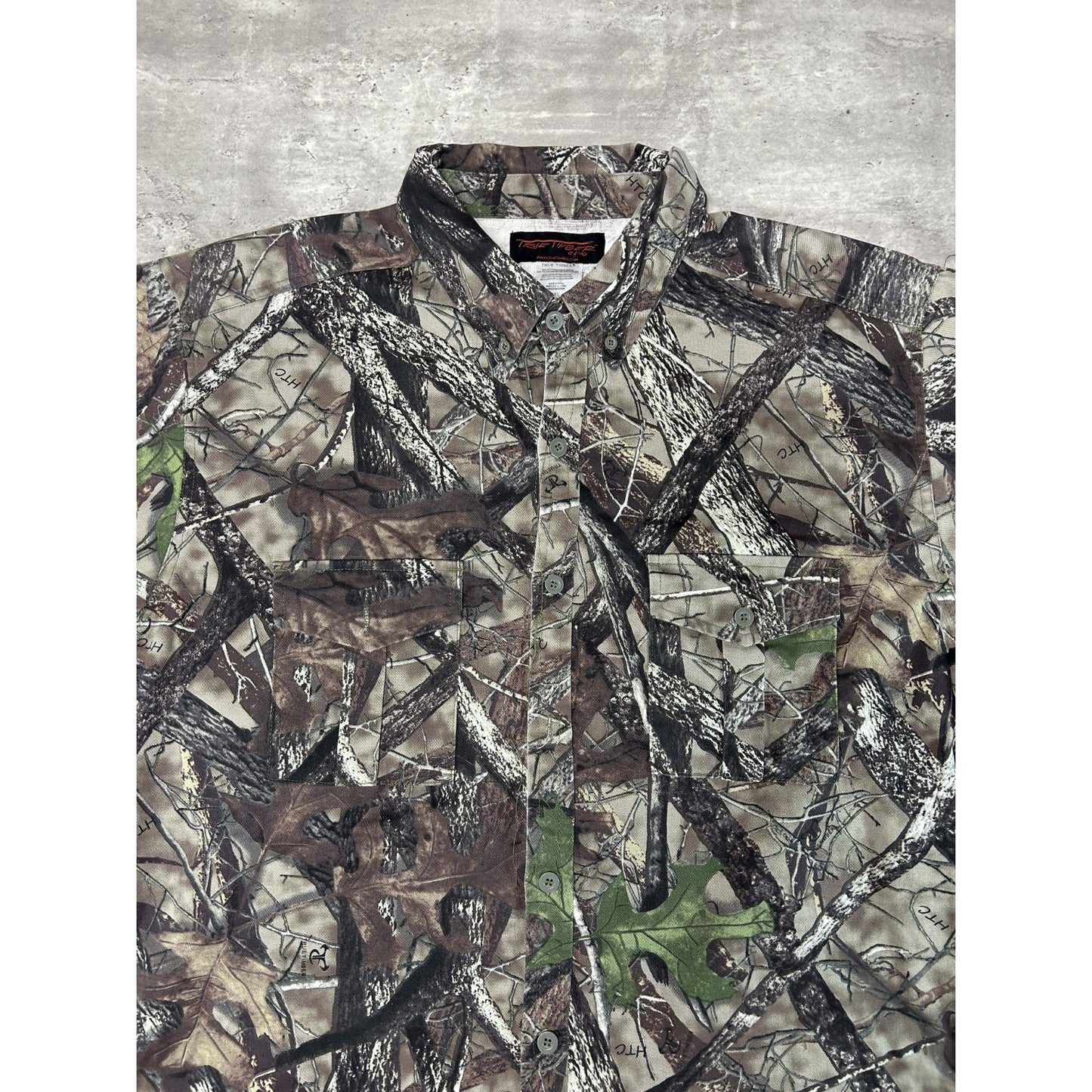 Vintage True Timber Tree Camo Hunting Long Sleeve Button Up Shirt Size XL