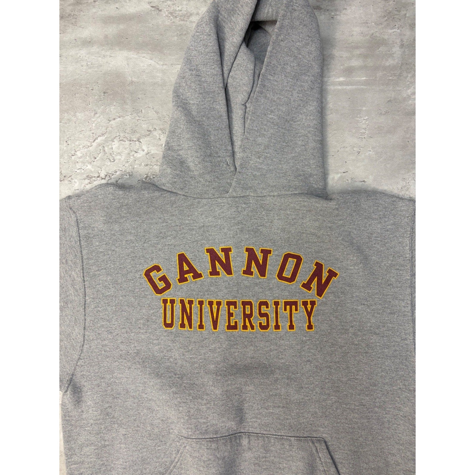 Vintage Gannon University NCAA Arc Spellout Hooded Sweatshirt Size Small