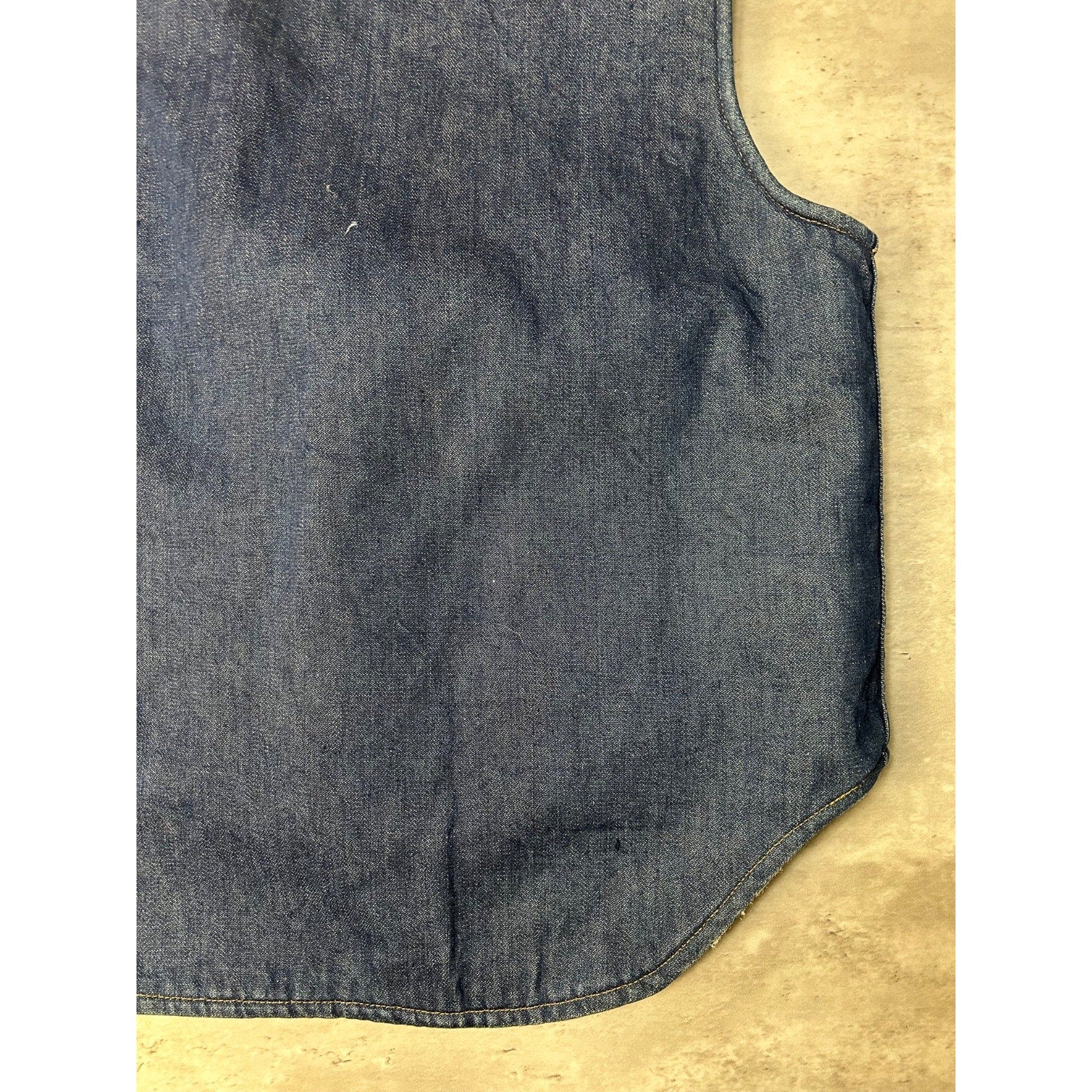 Vintage 70s Come On Strong Sherpa Lined Dark Wash Denim Vest Size Large