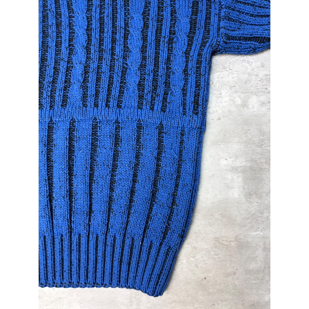 Vintage 90s Abstract Striped Pullover Ribbed Knit Sweater Size Small