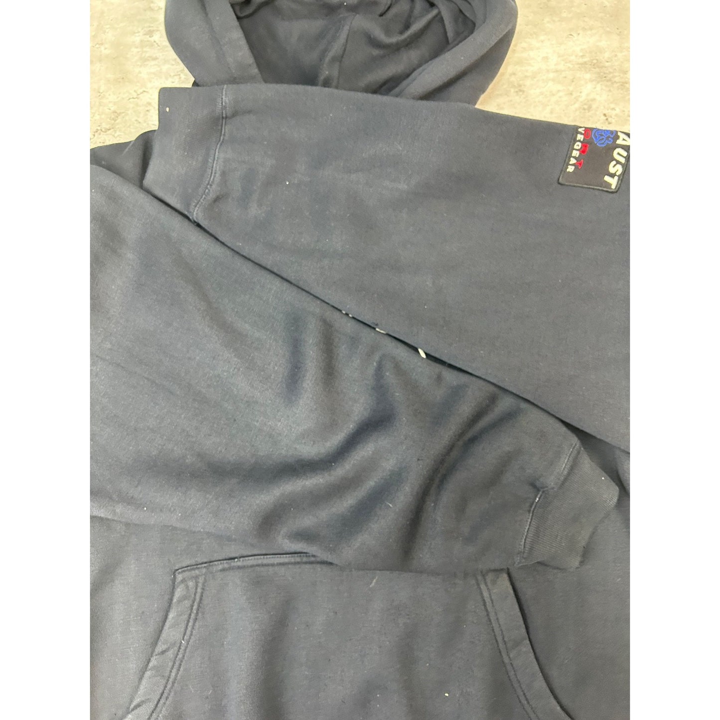 Vintage Y2K Fubu Sport Exhaust Embroidered Spellout Hooded Sweatshirt Sz Medium