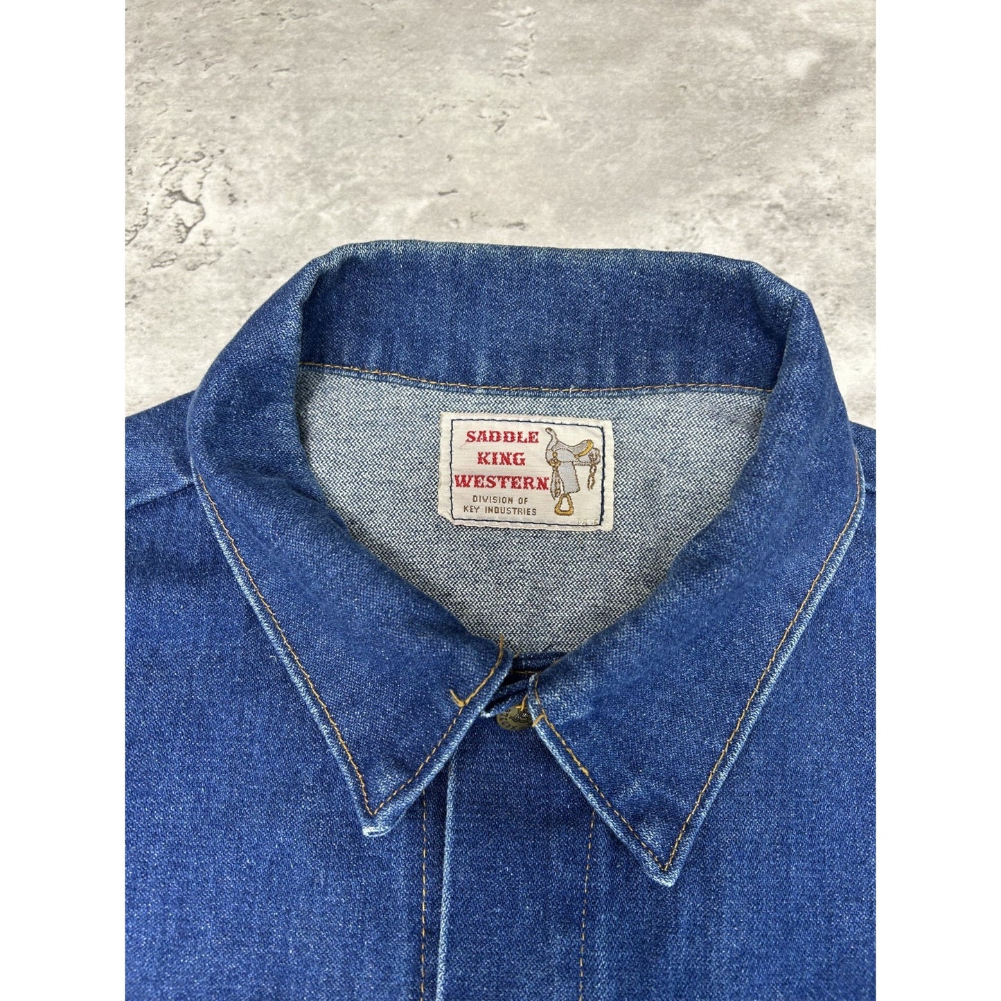 Vintage 80s Saddle King Dark Wash Denim Western Style Trucker Jacket Size XL