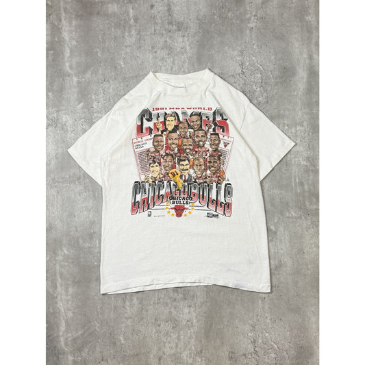 Vintage 1991 Chicago Bulls NBA World Champs Caricature Graphic T-Shirt Sz Medium