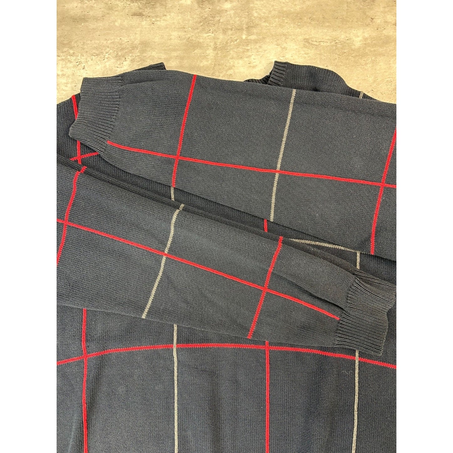 Vintage Nautica Embroidered Logo Checkered Knit Sweater Size XXL