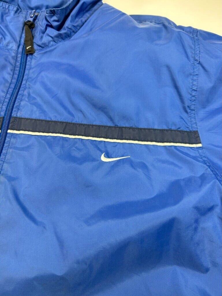 Vintage Y2K Nike Embroidered Mini Swoosh Nylon Full Zip Windbreaker Jacket Sz L