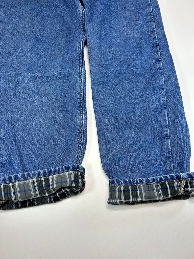 VTG Carhartt Plaid Lined Relaxed Fit Medium Wash Denim Work Wear Pants Size 37W