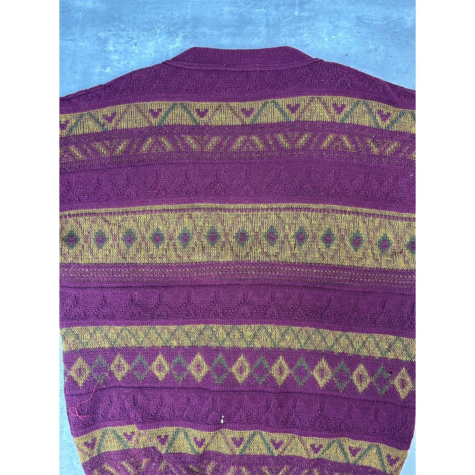 Vintage 90s Modango Geometric Striped Knit Cardigan Sweater Size XL