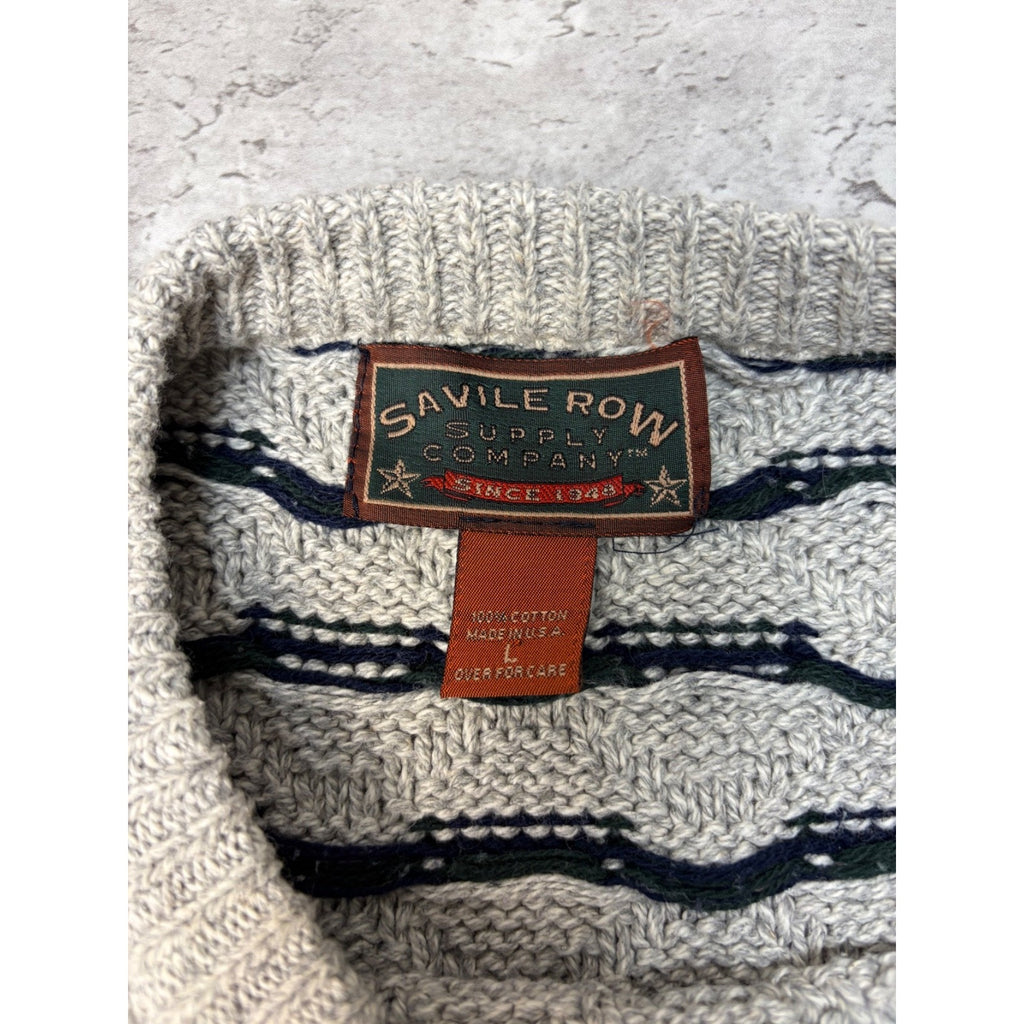 Vintage 90s Savile Row Abstract Pattern Textured Knit Sweater Size Large