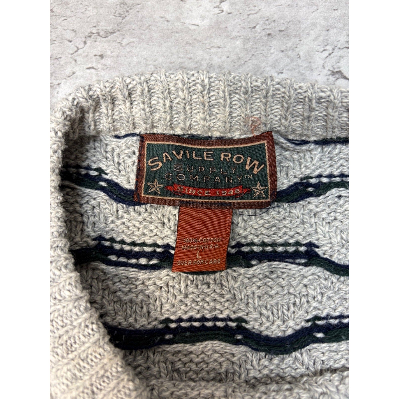 Vintage 90s Savile Row Abstract Pattern Textured Knit Sweater Size Large