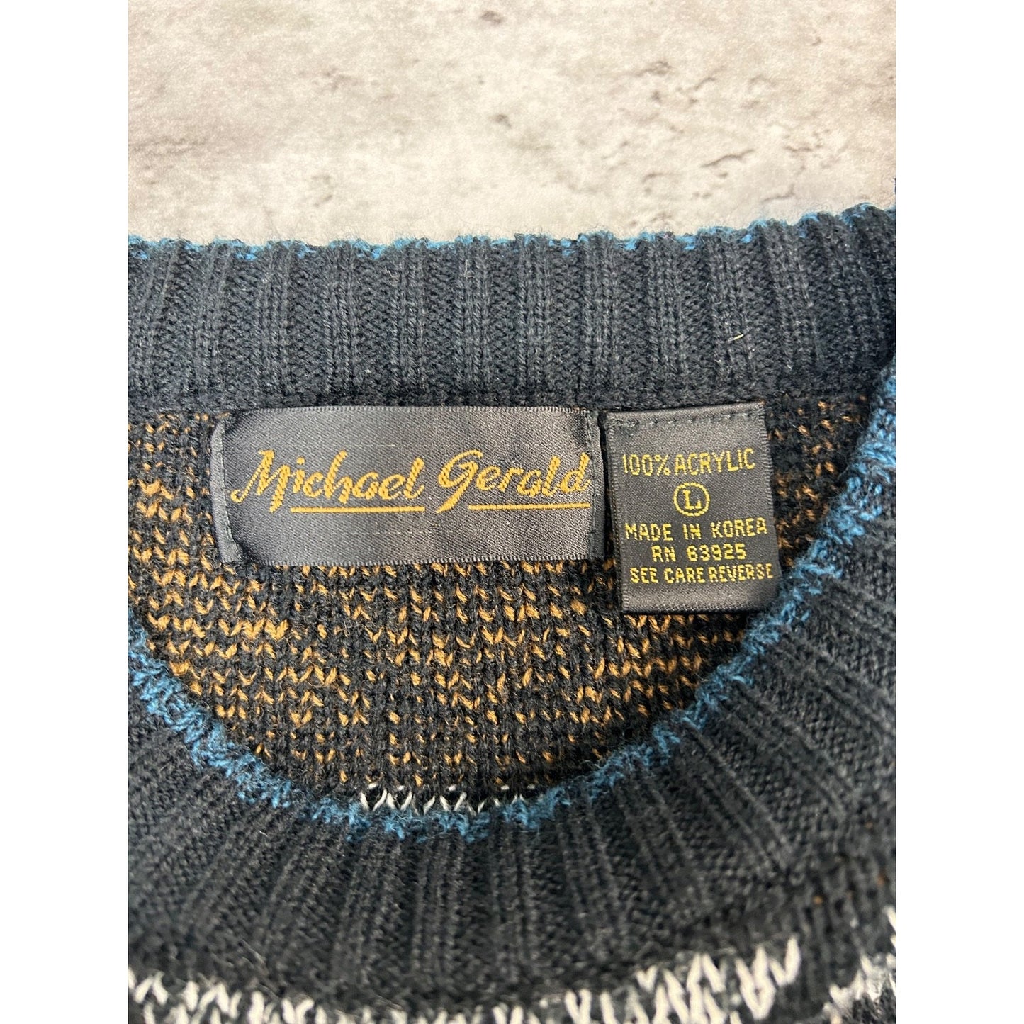 Vintage 90s Michael Gerard Diamond Striped Knit Sweater Size Large