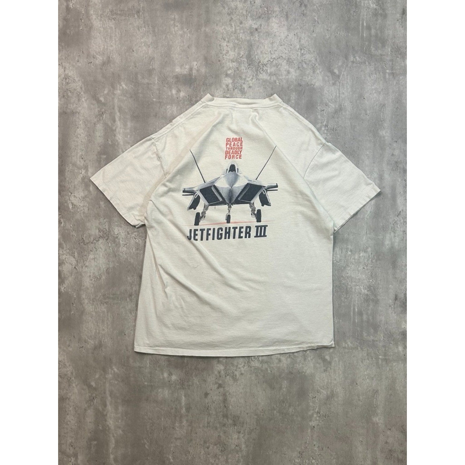 Vintage 90s Jetfighter III Video Game Promo Graphic White T-Shirt Size XL