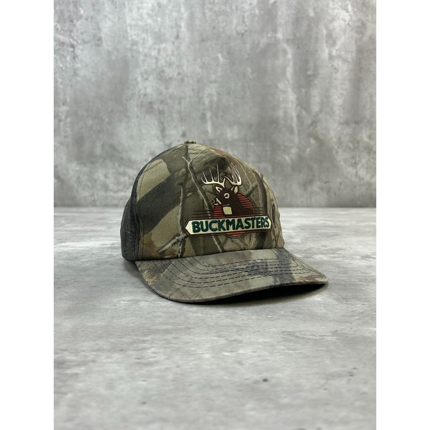 Vintage 90s Buckmaster Tree Camo Hunting Snapback Hat OSFA