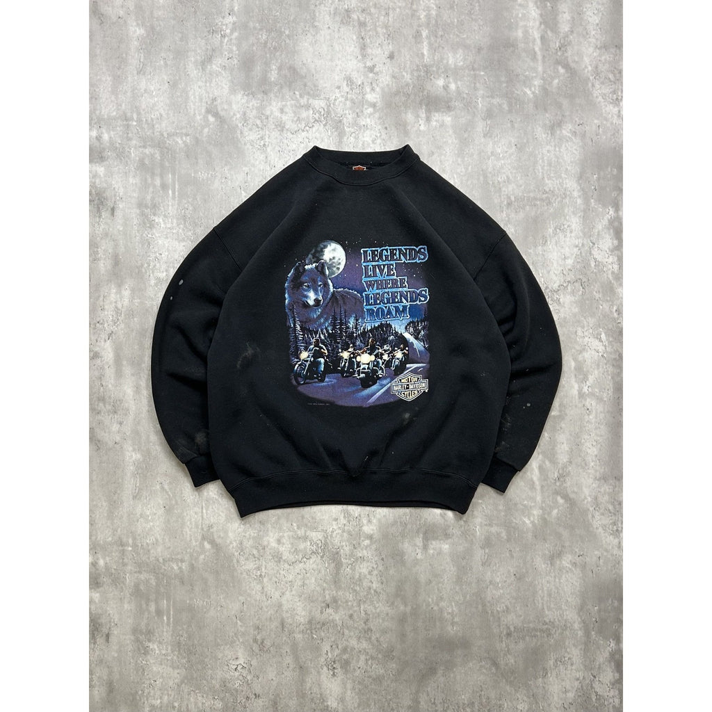 Vintage 1991 Harley Davidson Legends Live Where Legends Roam Sweatshirt Size XL
