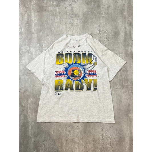 Vintage 1995 Indiana Pacers NBA Playoffs Boom Baby Graphic T-Shirt Size Large