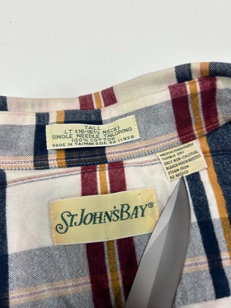 Vintage 90s St Johns Bay Plaid Single Pocket Button Up Shirt Size Large Tall